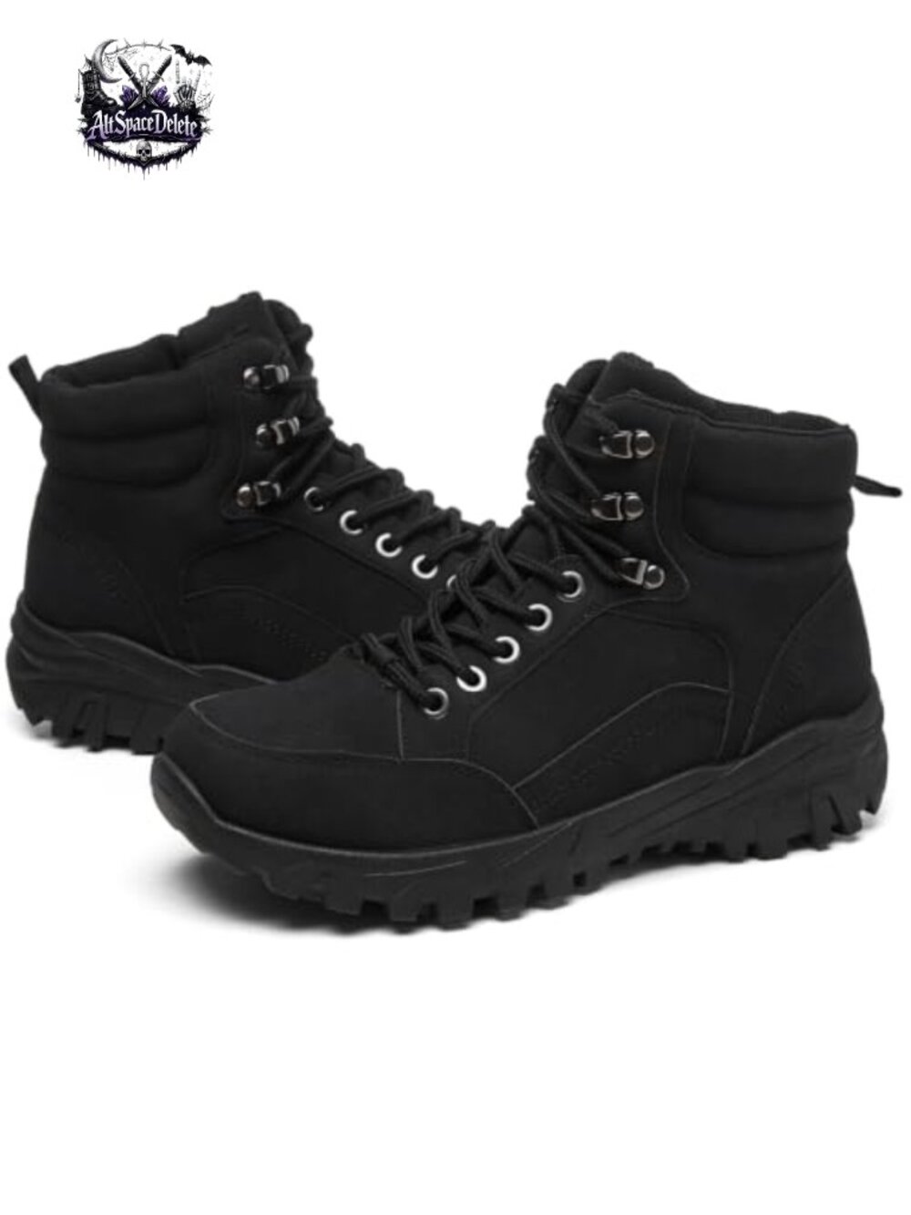 Combat Ankle Boots Faux Leather Side Zipper Lug Sole Booties